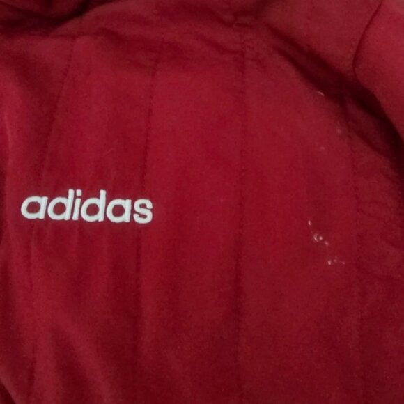 Adidas Womens Size L Full Zip 3 Stripes Wine Red White Track Jacket - Picture 4 of 4
